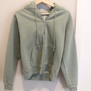 Sage Brandy Melville Oversized Zip up Hoodie